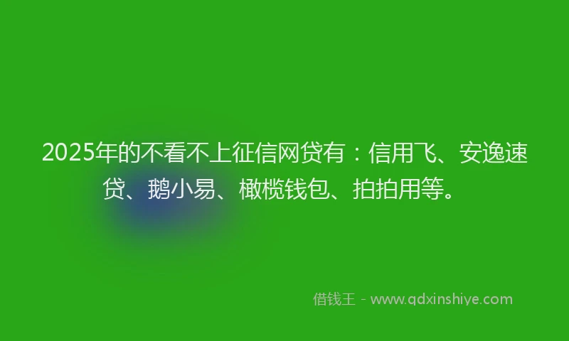 2025年的不看不上征信网贷有：信用飞、安逸速贷、鹅小易、橄榄钱包、拍拍用等。