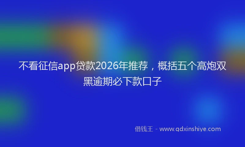 不看征信app贷款2026年推荐，概括五个高炮双黑逾期必下款口子