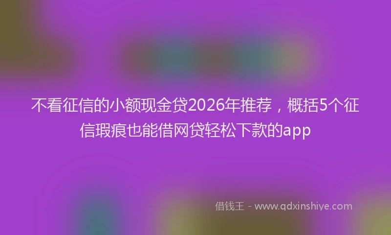 不看征信的小额现金贷2026年推荐，概括5个征信瑕疵也能借网贷轻松下款的app