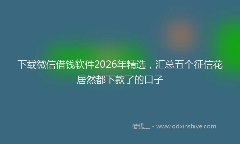 下载微信借钱软件2026年精选，汇总五个征信花居然都下款了的口子
