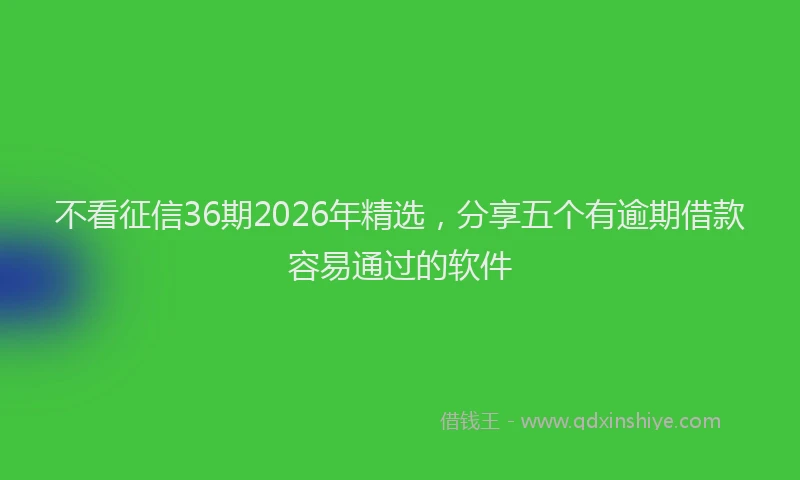 不看征信36期2026年精选，分享五个有逾期借款容易通过的软件
