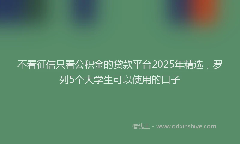 不看征信只看公积金的贷款平台2025年精选，罗列5个大学生可以使用的口子