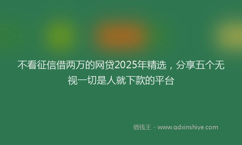 不看征信借两万的网贷2025年精选，分享五个无视一切是人就下款的平台