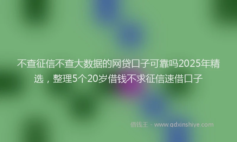 不查征信不查大数据的网贷口子可靠吗2025年精选，整理5个20岁借钱不求征信速借口子