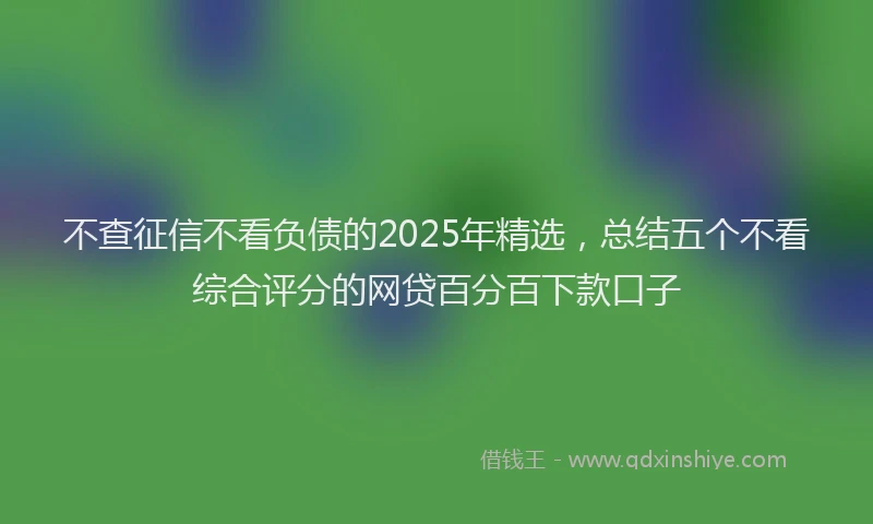 不查征信不看负债的2025年精选，总结五个不看综合评分的网贷百分百下款口子