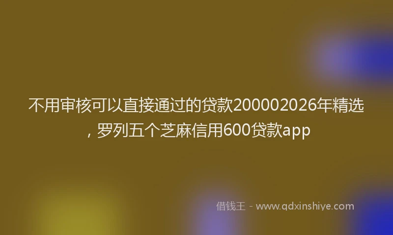 不用审核可以直接通过的贷款200002026年精选,罗列五个芝麻信用600贷款app