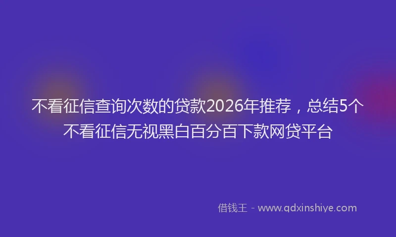 不看征信查询次数的贷款2026年推荐，总结5个不看征信无视黑白百分百下款网贷平台