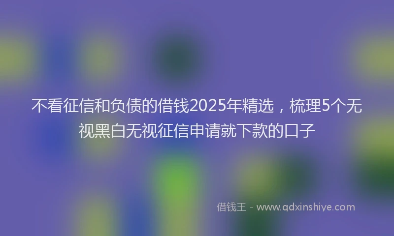 不看征信和负债的借钱2025年精选，梳理5个无视黑白无视征信申请就下款的口子