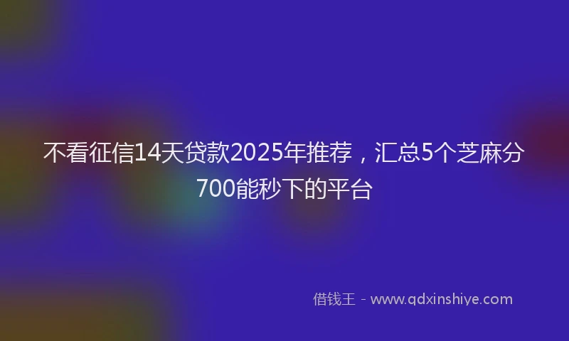 不看征信14天贷款2025年推荐，汇总5个芝麻分700能秒下的平台