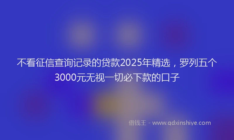 不看征信查询记录的贷款2025年精选，罗列五个3000元无视一切必下款的口子