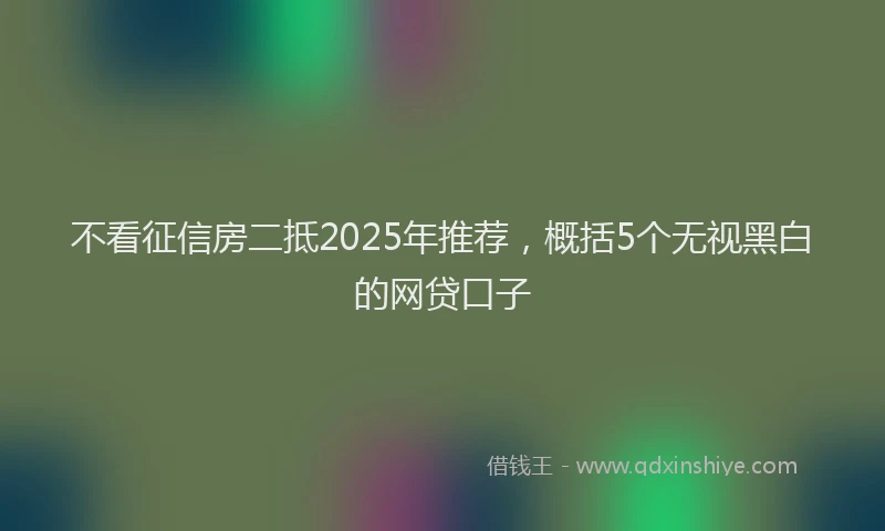 不看征信房二抵2025年推荐，概括5个无视黑白的网贷口子