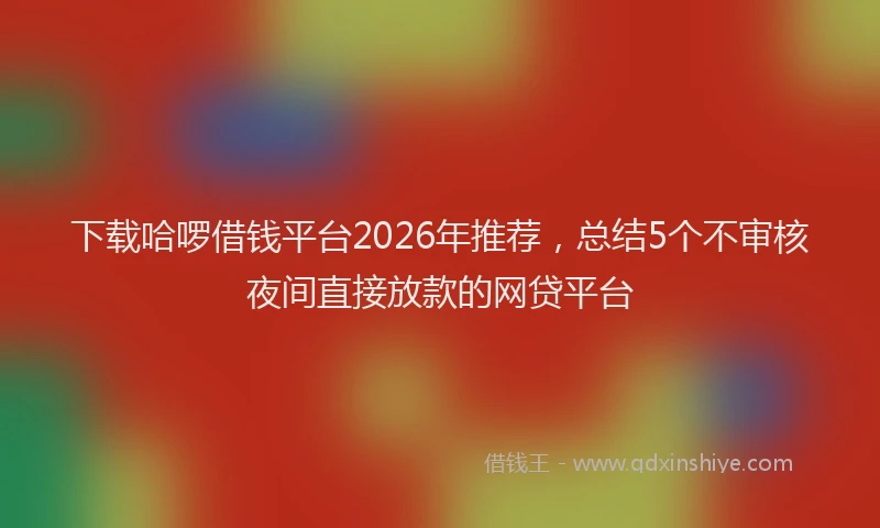 下载哈啰借钱平台2026年推荐，总结5个不审核夜间直接放款的网贷平台