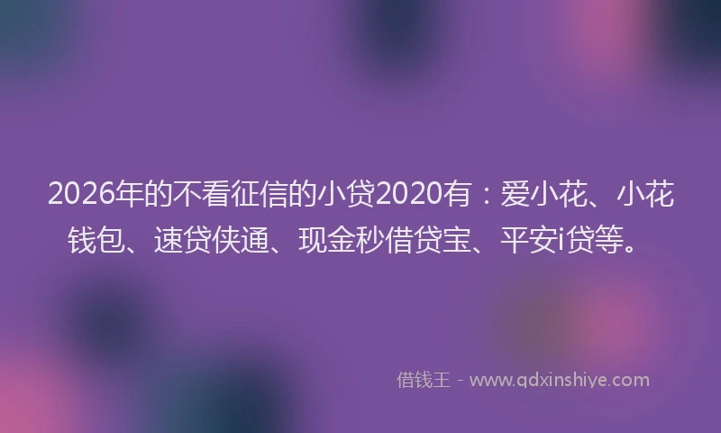 2026年的不看征信的小贷2020有：爱小花、小花钱包、速贷侠通、现金秒借贷宝、平安i贷等。