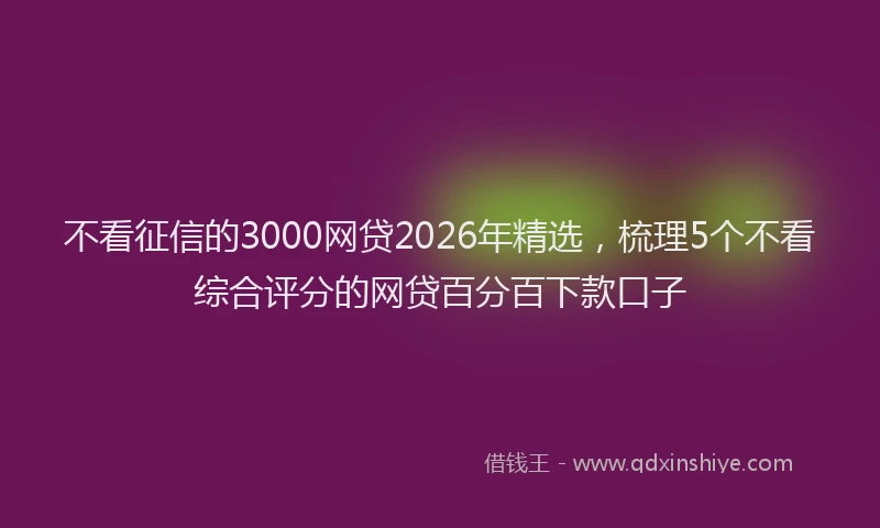不看征信的3000网贷2026年精选，梳理5个不看综合评分的网贷百分百下款口子