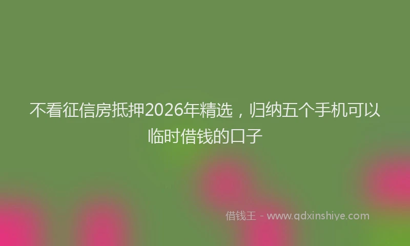 不看征信房抵押2026年精选，归纳五个手机可以临时借钱的口子
