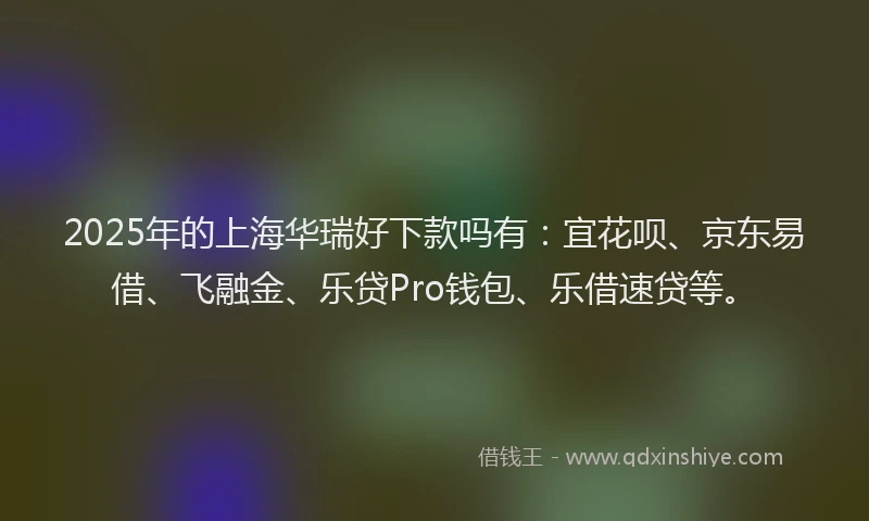 2025年的上海华瑞好下款吗有：宜花呗、京东易借、飞融金、乐贷Pro钱包、乐借速贷等。