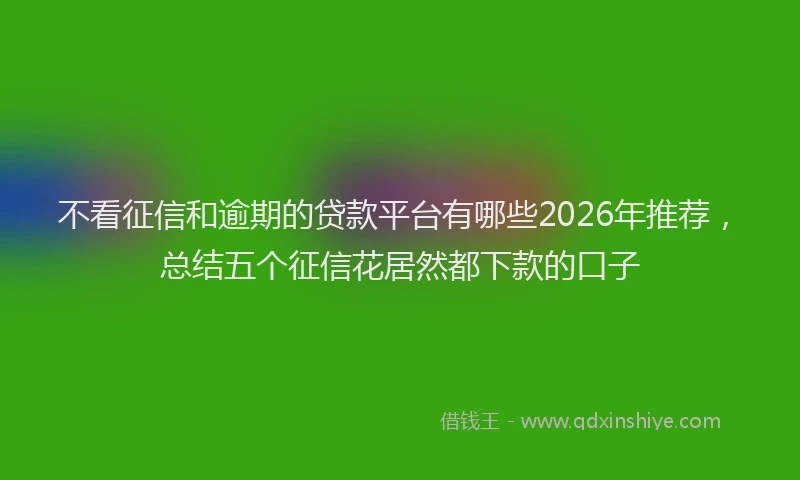 不看征信和逾期的贷款平台有哪些2026年推荐，总结五个征信花居然都下款的口子