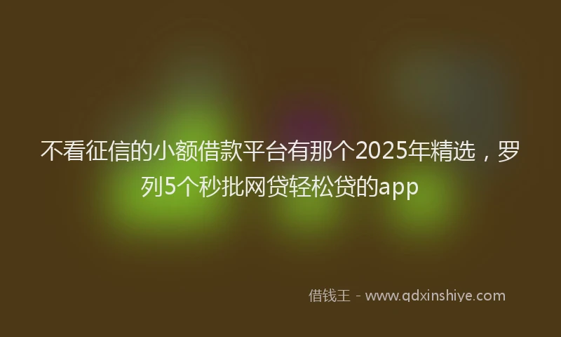 不看征信的小额借款平台有那个2025年精选，罗列5个秒批网贷轻松贷的app