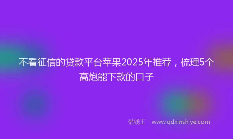 不看征信的贷款平台苹果2025年推荐，梳理5个高炮能下款的口子