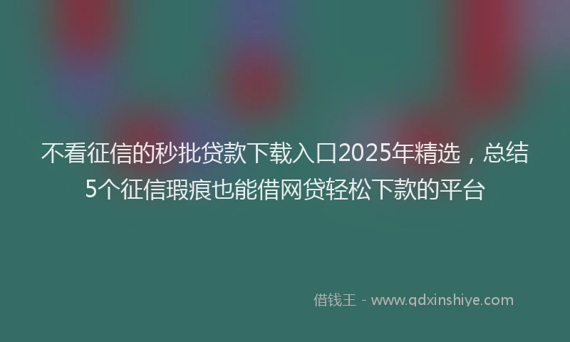 不看征信的秒批贷款下载入口2025年精选，总结5个征信瑕疵也能借网贷轻松下款的平台
