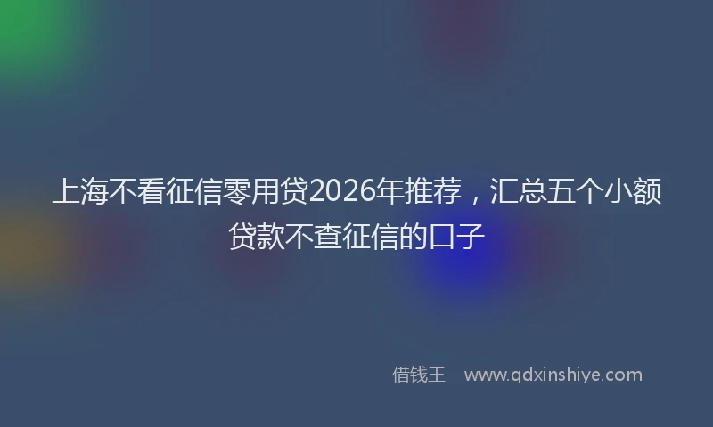 上海不看征信零用贷2026年推荐，汇总五个小额贷款不查征信的口子