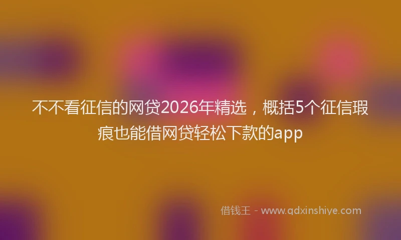 不不看征信的网贷2026年精选，概括5个征信瑕疵也能借网贷轻松下款的app