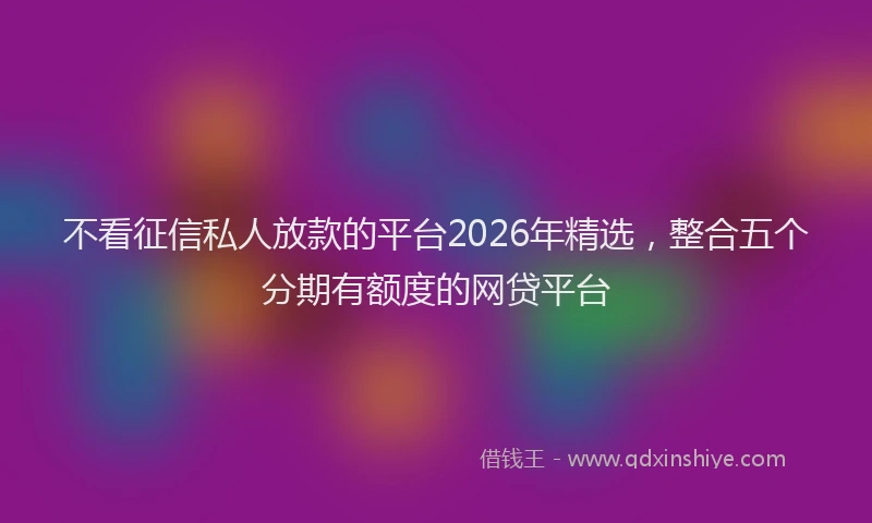 不看征信私人放款的平台2026年精选，整合五个分期有额度的网贷平台