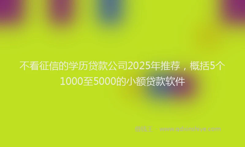 不看征信的学历贷款公司2025年推荐，概括5个1000至5000的小额贷款软件