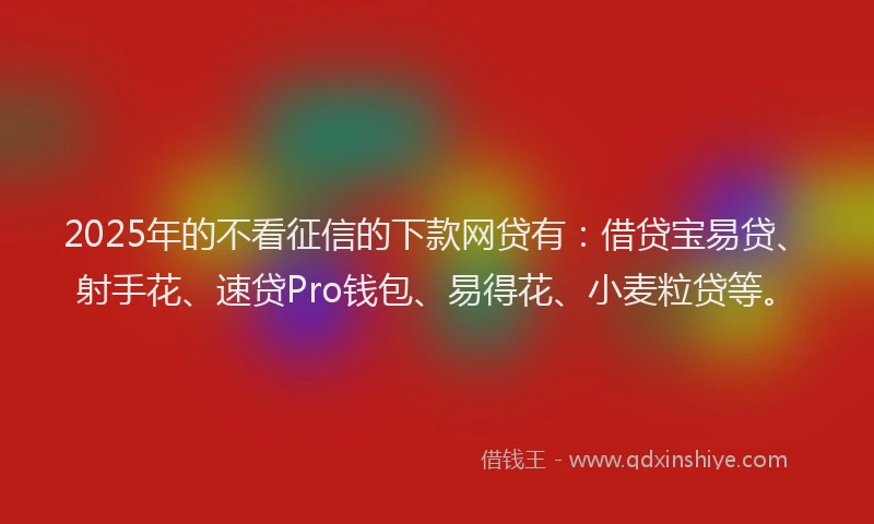 2025年的不看征信的下款网贷有：借贷宝易贷、射手花、速贷Pro钱包、易得花、小麦粒贷等。