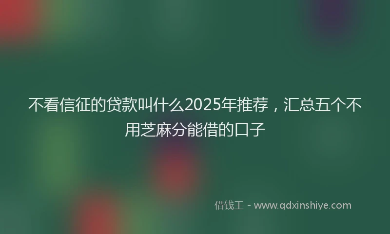 不看信征的贷款叫什么2025年推荐，汇总五个不用芝麻分能借的口子