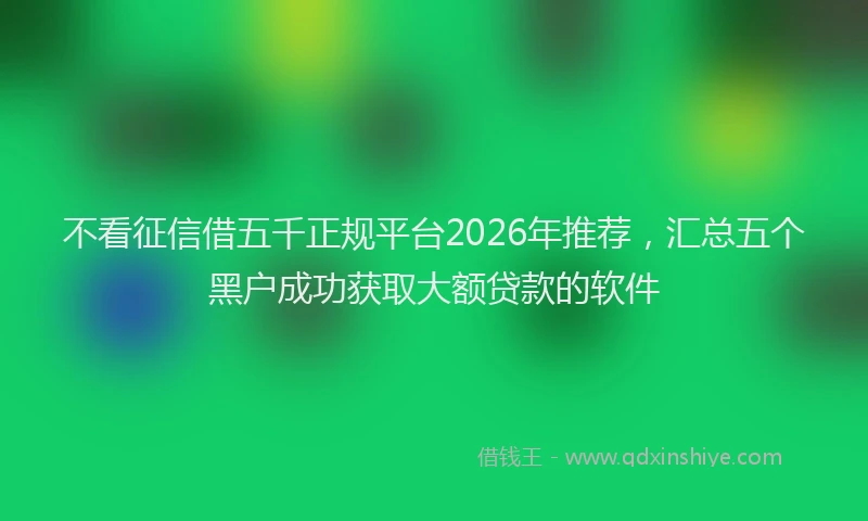 不看征信借五千正规平台2026年推荐，汇总五个黑户成功获取大额贷款的软件