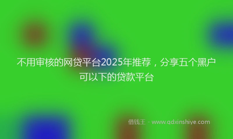 不用审核的网贷平台2025年推荐,分享五个黑户可以下的贷款平台