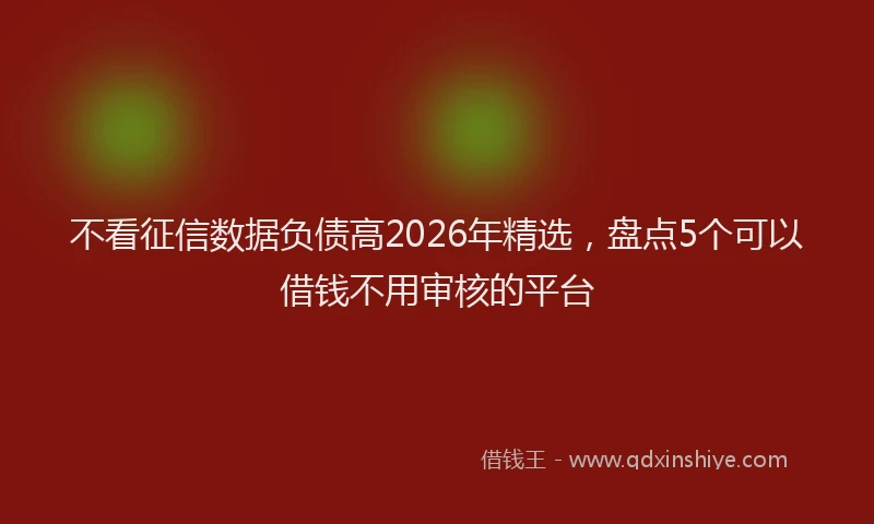 不看征信数据负债高2026年精选,盘点5个可以借钱不用审核的平台