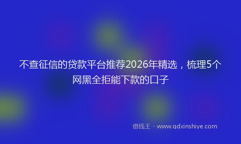 不查征信的贷款平台推荐2026年精选，梳理5个网黑全拒能下款的口子