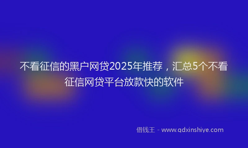 不看征信的黑户网贷2025年推荐，汇总5个不看征信网贷平台放款快的软件