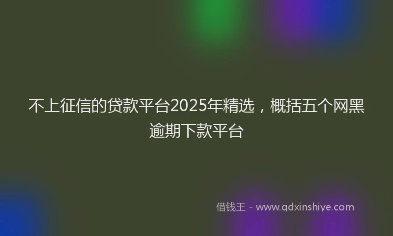 不上征信的贷款平台2025年精选,概括五个网黑逾期下款平台