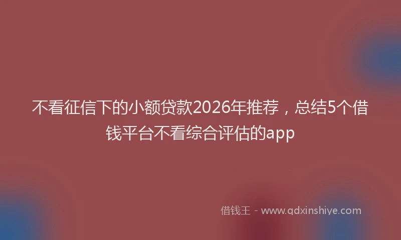不看征信下的小额贷款2026年推荐，总结5个借钱平台不看综合评估的app