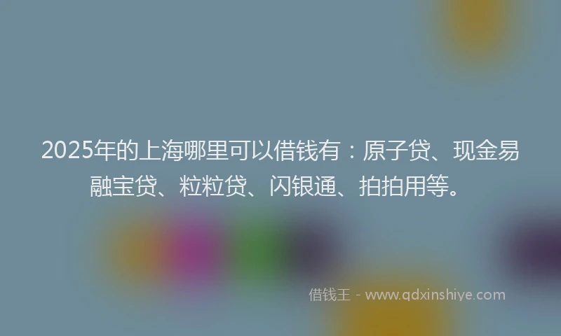 2025年的上海哪里可以借钱有：原子贷、现金易融宝贷、粒粒贷、闪银通、拍拍用等。