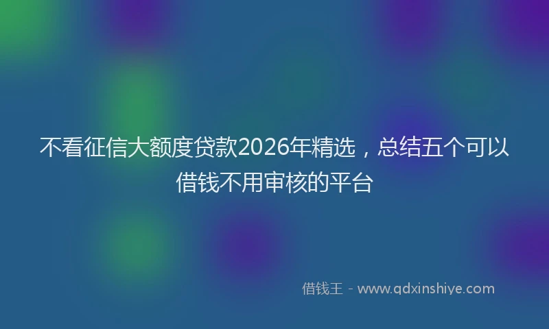 不看征信大额度贷款2026年精选，总结五个可以借钱不用审核的平台