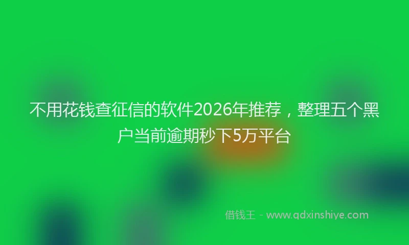 不用花钱查征信的软件2026年推荐，整理五个黑户当前逾期秒下5万平台