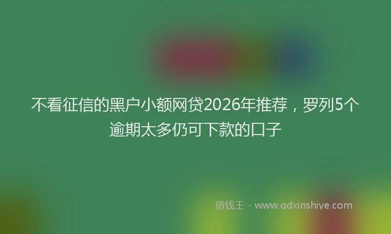 不看征信的黑户小额网贷2026年推荐，罗列5个逾期太多仍可下款的口子