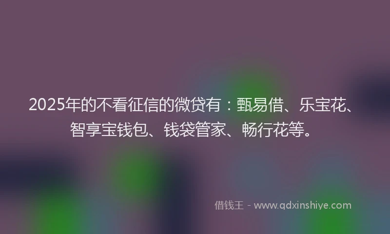 2025年的不看征信的微贷有：甄易借、乐宝花、智享宝钱包、钱袋管家、畅行花等。