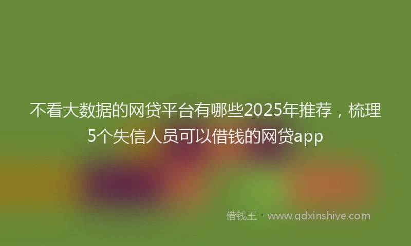不看大数据的网贷平台有哪些2025年推荐,梳理5个失信人员可以借钱的网贷app
