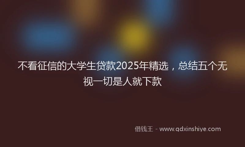 不看征信的大学生贷款2025年精选，总结五个无视一切是人就下款