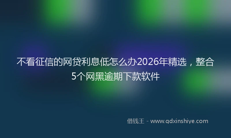 不看征信的网贷利息低怎么办2026年精选，整合5个网黑逾期下款软件