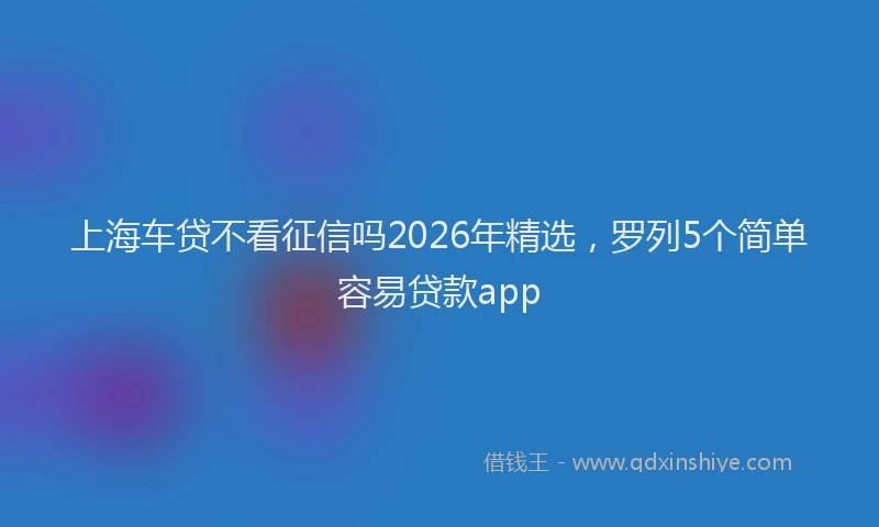 上海车贷不看征信吗2026年精选,罗列5个简单容易贷款app
