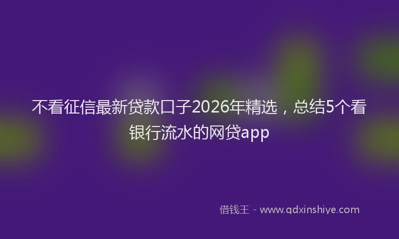 不看征信最新贷款口子2026年精选，总结5个看银行流水的网贷app