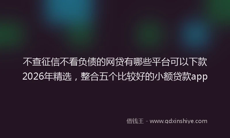 不查征信不看负债的网贷有哪些平台可以下款2026年精选，整合五个比较好的小额贷款app