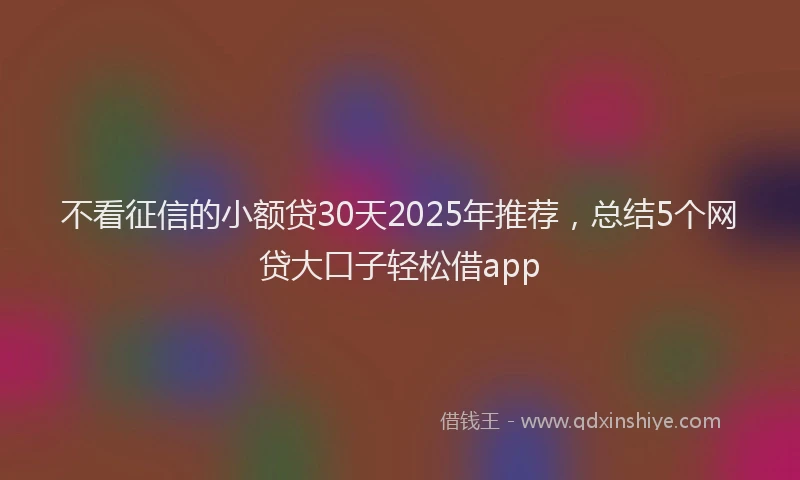 不看征信的小额贷30天2025年推荐，总结5个网贷大口子轻松借app