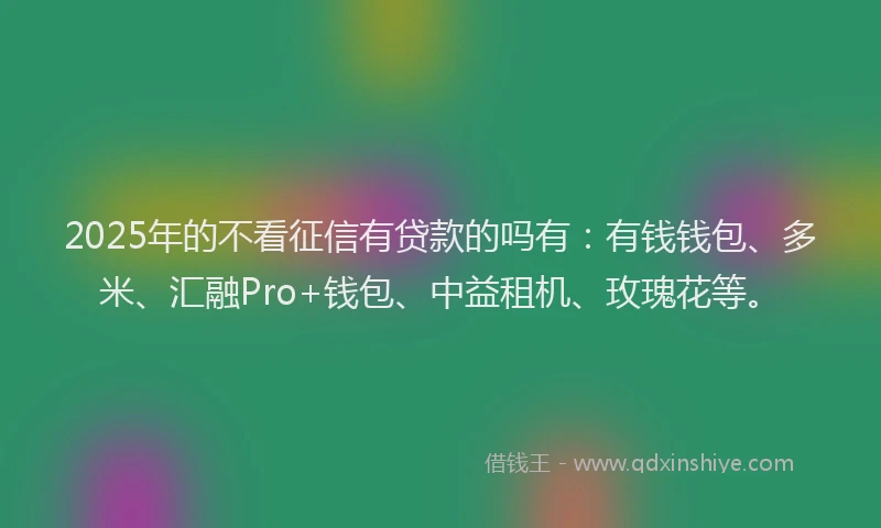 2025年的不看征信有贷款的吗有：有钱钱包、多米、汇融Pro+钱包、中益租机、玫瑰花等。